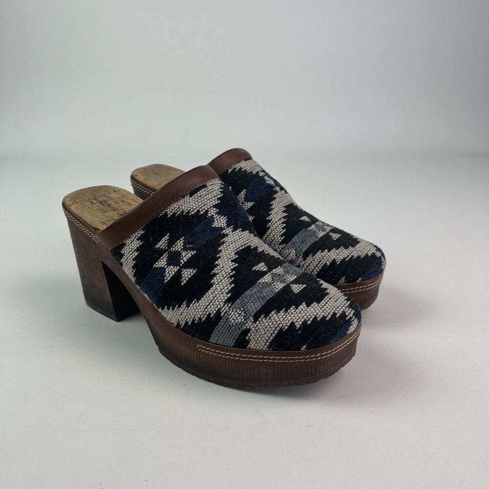 Korks Lori Aztec western Platform Clogs Size 10 shoe festival boho - Picture 13 of 14